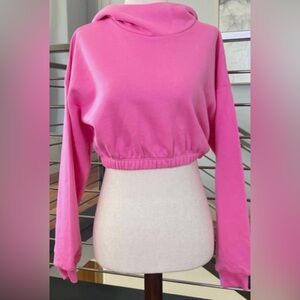 Naked Wardrobe Pink Cropped Hoodie size Large